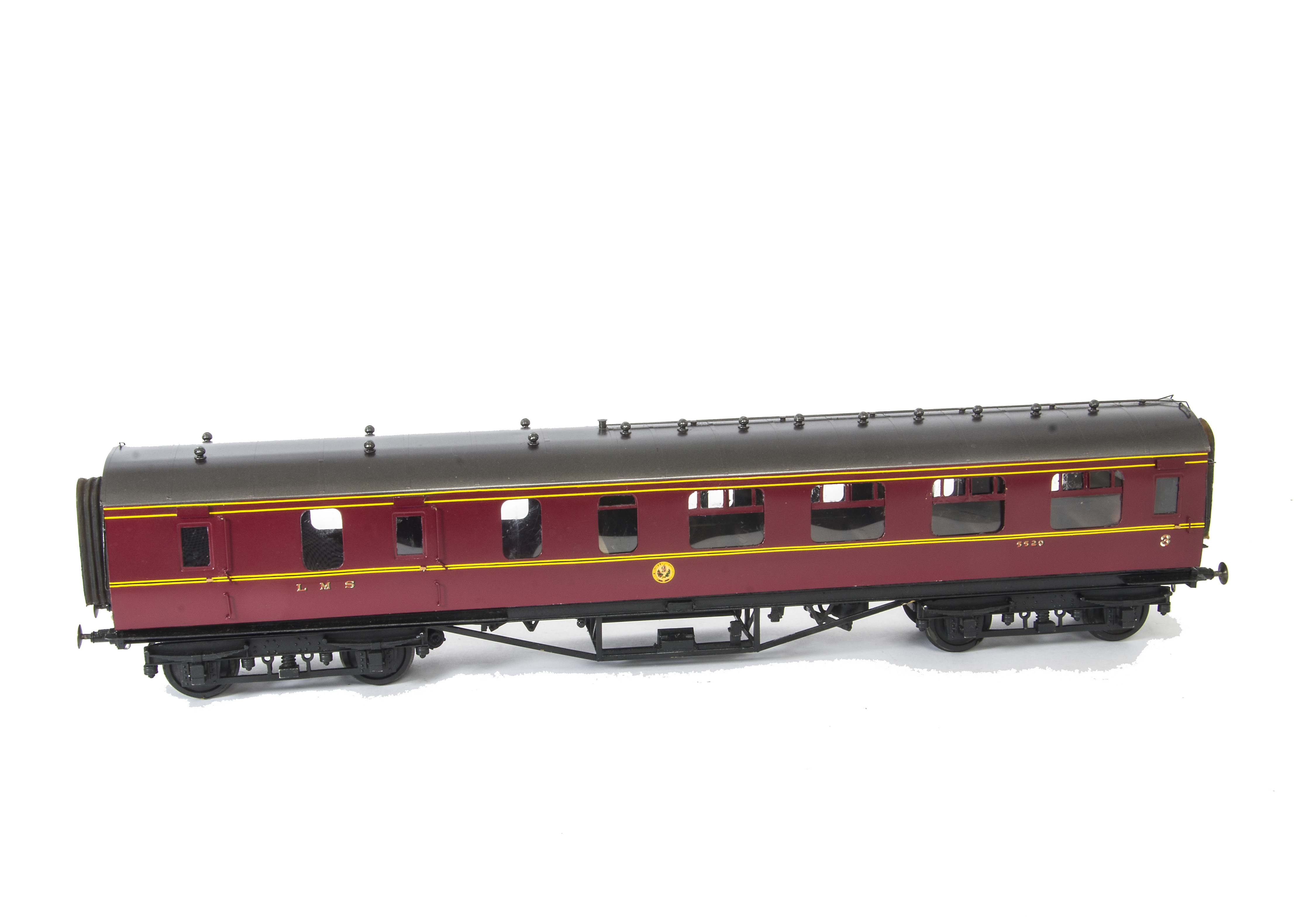 A Gauge 1 Finescale LMS Brake/3rd Class 57' Coach, possibly from Tenmille kit, and presumed made