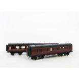 Two Exley O Gauge LMS K5 Type Corridor Coaches, both in retouched LMS maroon, comprising 1st/3rd