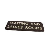 Waiting and Ladies Rooms Sign, a BR Western Region enamelled sign, with white lettering on a brown