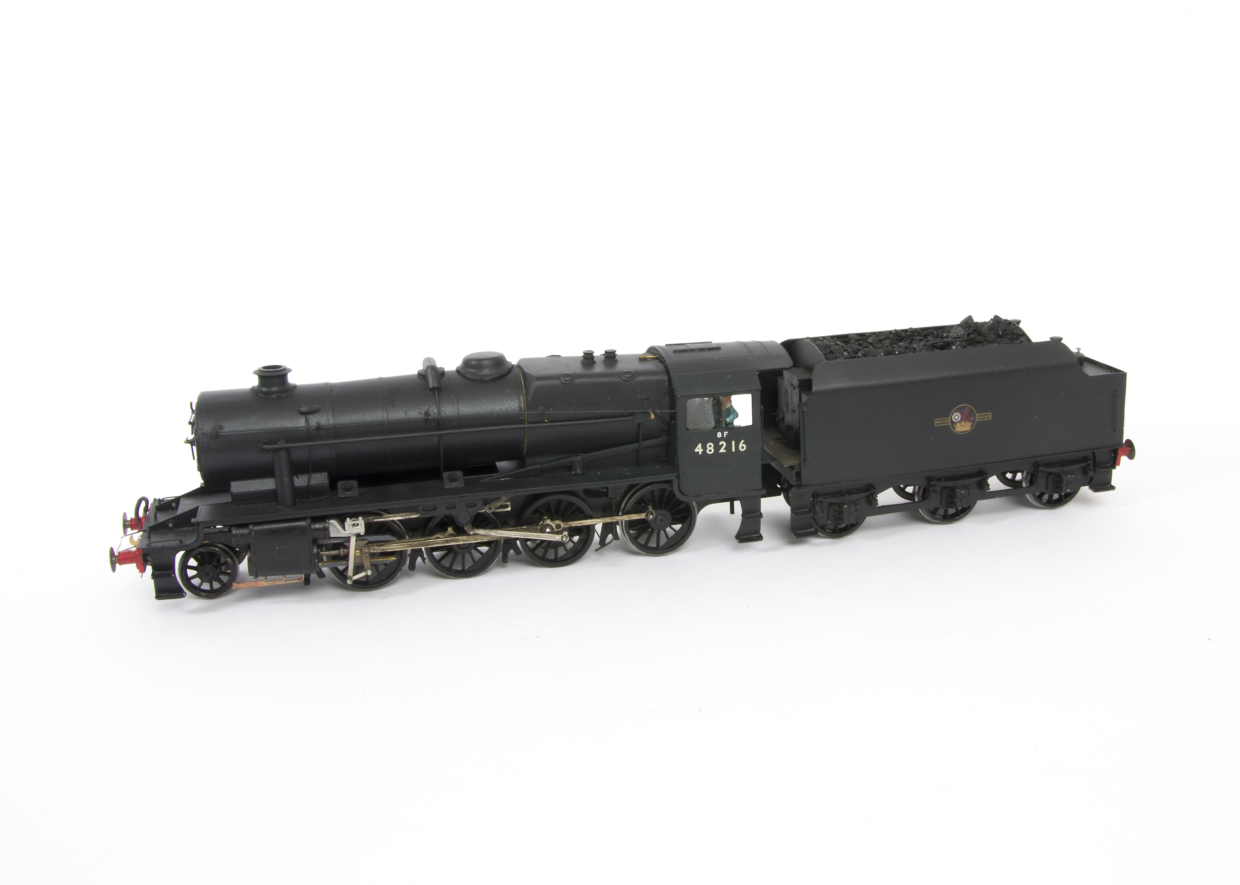 A Finescale O Gauge Ex-LMS Stanier Class 8F 2-8-0 Locomotive and Tender from Unknown Kit, nicely