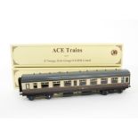 Three ACE Trains O Gauge 2/3-rail Individual GWR Coaches, all in GWR brown/cream livery,