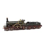 A Made-up Finescale O Scale (Broad Gauge) GWR 'Rover' Class 4-2-2 Locomotive and Tender from
