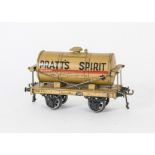 An Unboxed Original Bassett-Lowke O Gauge Pratt's Tank Wagon, Pratt's Spirit' wagon no 1852 in