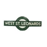 West St Leonards Station Target Sign, a Southern Railways enamelled station target sign for West