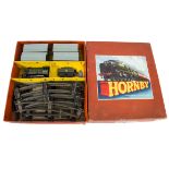 A Hornby O Gauge Clockwork No 51 Passenger Train Set, containing BR green 0-4-0 Locomotive no