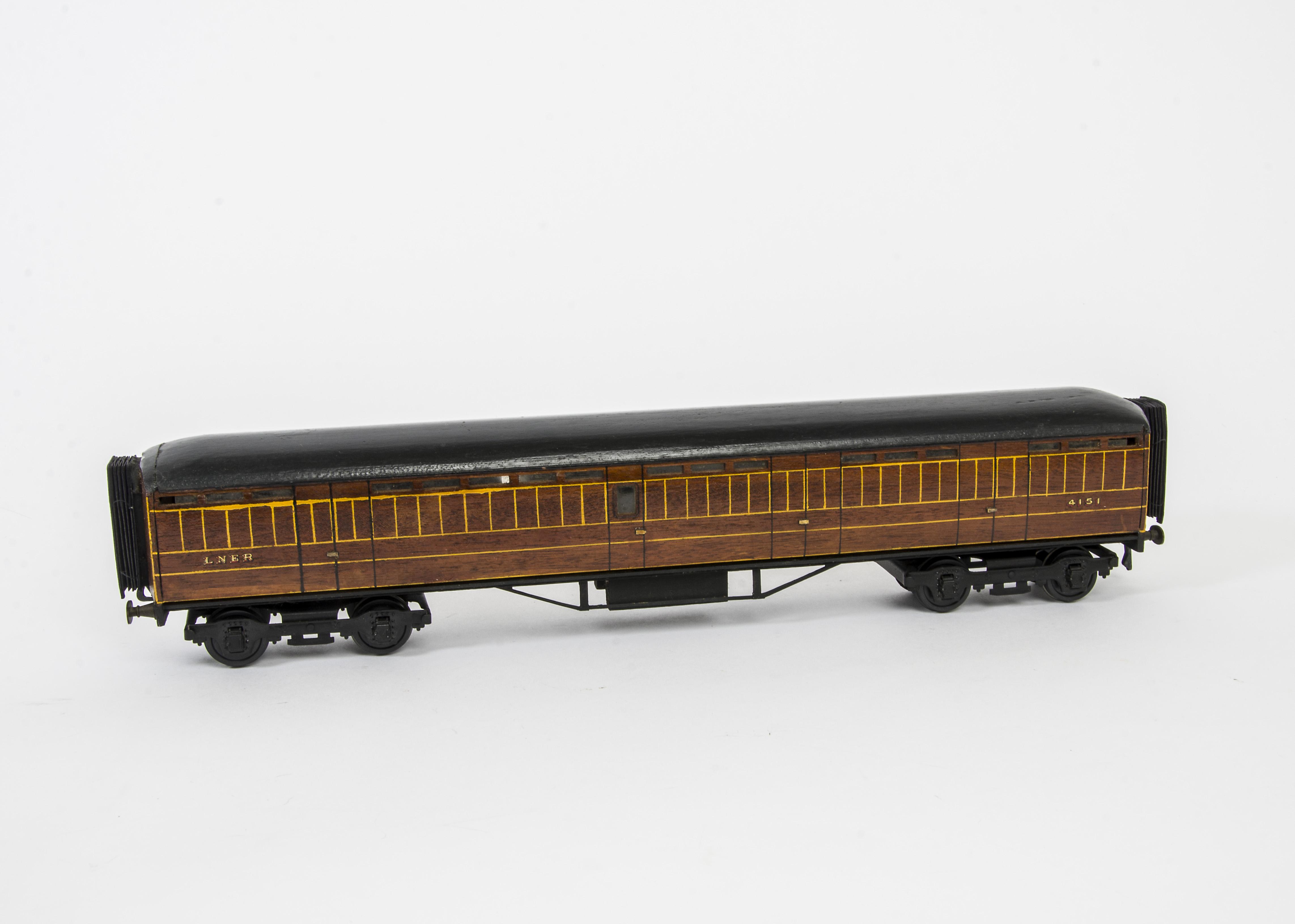 A Finescale Kit-built O Gauge LNER Teak Full Brake Coach, of real teak construction, possibly from
