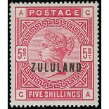 Zululand 1892 5/- rose,