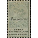 Bechuanaland 1888 "Protectorate" 10/- green and black, small part original gum, faintly toned...