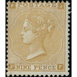 Great Britain 1862 9d. straw JF, fine mint with fresh original colour, centred to the uper lef...