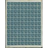 Barbados 1852-55 (2d.) slate blue, complete sheet of 110 with margins on all sides,