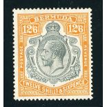 Bermuda 1924-32 12/6d. grey and orange, variety broken crown and scroll [2/12], fine mint.