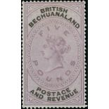 Bechuanaland 1888 £5 lilac and black, large part original gum, fresh and fine; gum wrinkle men...