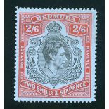 Bermuda 1938-53 Issue 2/6d. black and red on grey-blue line perforation 14¼, fine mint. S.G. 11...