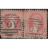 Bahamas 1862 4d. dull rose, perforated 11½-12, compound with 11, horizontal pair, fine used,