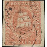 British Guiana 1853 1c. dull red with four margins, three of which are large, fine used with D...