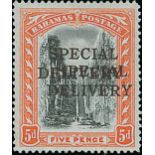 Bahamas Special Delivery Stamps 1916 5d. black and orange, variety overprint double, very fine...