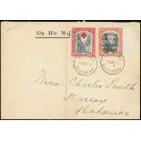 Bahamas Special Delivery Stamps 1917 (28 May) local O.H.M.S. cover bearing 1916 5d. black and o...