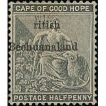 Bechuanaland 1885-87 watermark Anchor ½d. grey-black showing overprint Type 13 error "ritish/...