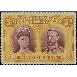 1910-13 Double Head Issue Perforated 14 Three Pence S.G. 136, Magenta and yellow-ochre, Short G...