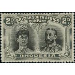 1910-13 Double Head Issue Perforated 14 Two Pence RSC "E", Black and grey-black, Dirty Thick Ea...