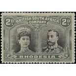 1910-13 Double Head Issue Perforated 14 Two Pence S.G. 127, Black-purple and slate-grey, Long G...