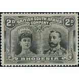 1910-13 Double Head Issue Perforated 14 Two Pence S.G. 126 variant ii, Black and olive-grey, Lo...