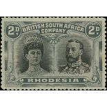 1910-13 Double Head Issue Perforated 14 Two Pence RSC "H", Black and slate-green, No Gash print...