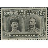 1910-13 Double Head Issue Perforated 14 Two Pence RSC "B", Black and grey-black, Short Gash pri...