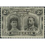 1910-13 Double Head Issue Perforated 14 Two Pence RSC "F", Black and grey-black, No Gash printi...