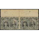 1910-13 Double Head Issue Perforated 14 Two Pence RSC "B", Black and grey-black, Short Gash pri...