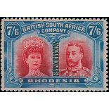 1910-13 Double Head Issue Specimen Stamps 7/6d. carmine and deep turquoise-blue overprinted "sp...