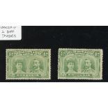 1910-13 Double Head Issue Perforated 14 Half Penny Plate II RJL 4, Pale Green Group Two shades,