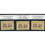 1910-13 Double Head Issue Perforated 14 Three Pence S.G. 134, Purple-brown and ochre, Long Gash...