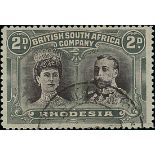 1910-13 Double Head Issue Perforated 14 Two Pence S.G. 127, Black-purple and slate-grey, Long G...