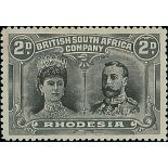 1910-13 Double Head Issue Perforated 14 Two Pence S.G. 126, Black and grey, Long Gash Printing...