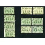 1910-13 Double Head Issue Perforated 14 Half Penny A mint selection comprising RJL 1 (4, one in...