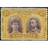 1910-13 Double Head Issue Perforated 14 Three Pence S.G. 137, Violet and ochre, Thick Ear print...