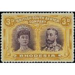 1910-13 Double Head Issue Perforated 14 Three Pence S.G. 137, Violet and ochre, Thick Ear print...