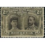 1910-13 Double Head Issue Perforated 14 Two Pence RSC "K" variant i, Black and slate-black, No...