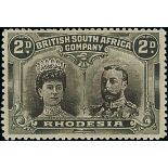 1910-13 Double Head Issue Perforated 14 Two Pence RSC "J", Black and slate-black, Thick Ear pri...