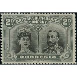 1910-13 Double Head Issue Perforated 14 Two Pence RSC "A", Black and brownish grey, Thick Ear p...