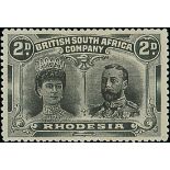 1910-13 Double Head Issue Perforated 14 Two Pence RSC "J", Black and slate-black, Thick Ear pri...