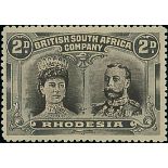 1910-13 Double Head Issue Perforated 14 Two Pence RSC "B", Black and grey-black, Short Gash pri...