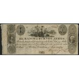 El Banco de Buenos Ayres, 1 peso, ND (1827-29), serial number 102180 (?), (Pick S328a),