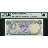 Bahamas Monetary Authority, $10, ND (1974), serial number D 513676, (TBB B303a, Pick 38a),