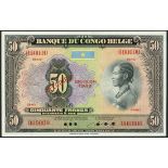 Banque du Congo Belge, specimen 50 francs, Emission 1949, I series, serial number 000000, (TBB...