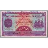 Barclays Bank (Dominion, Colonial and Overseas), printers archival specimen $5, 1st March 1940,...