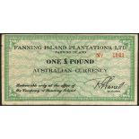 Fanning Island Plantations, Ltd., £1, ND (1942), serial number 1042, (Schwan-Boling 1541a1),