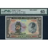 Banque du Congo Belge, specimen 50 francs, Emission 1946, E series, serial number 000000, (TBB...