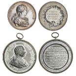 George III (1760-1820), Grand National Jubilee medals, 1809 (2), in white metal, by Halliday, g...